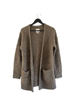 Wilfred Free Mohair Wool Blend Boucle Open Cardigan Sweater Taupe Small Aritzia